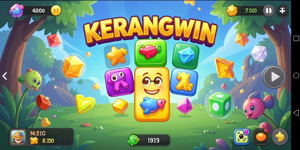 Tampilan gameplay seru dalam KERANGWIN dengan kerang penuh warna.