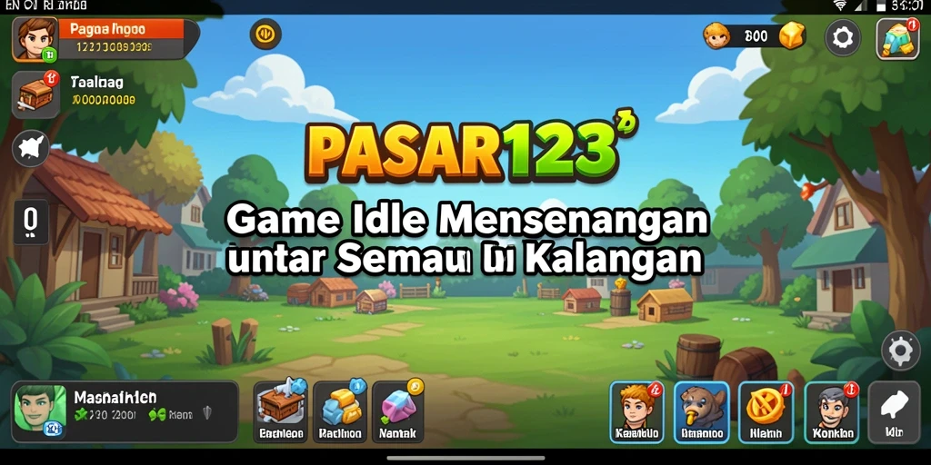 Screenshot gameplay PASAR123 menampilkan grafik cerah dan karakter lucu.